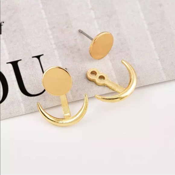 RESTOCK 🌜🌛Moon Crescent Earrings Ear Cuff Modern - Picture 5 of 7